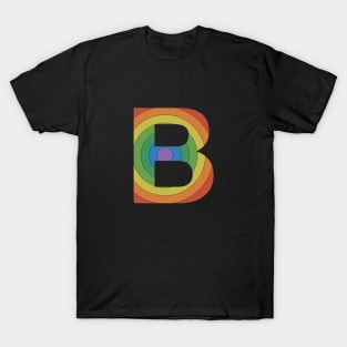 Retro Rainbow 'B' Sticker T-Shirt